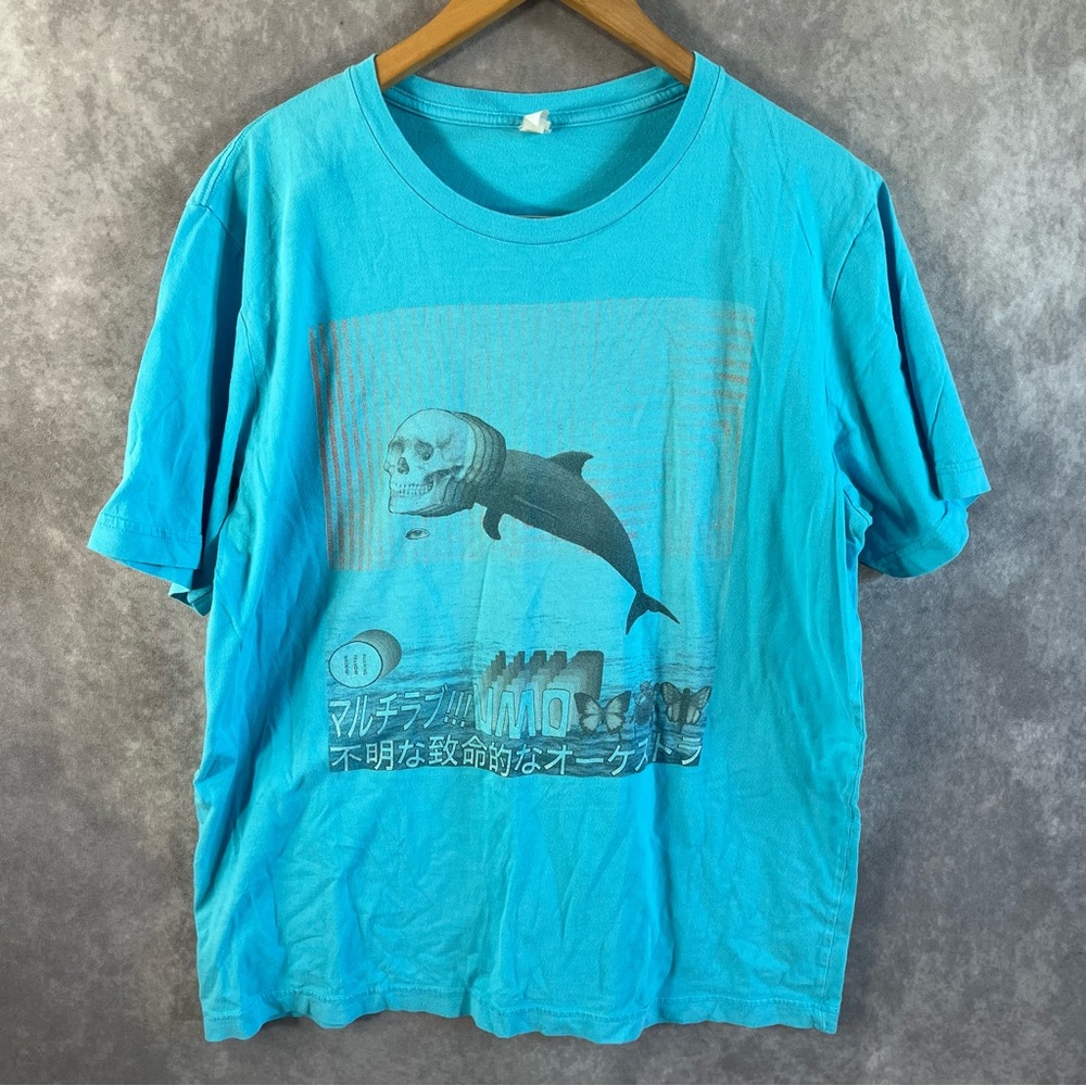 Unknown Mortal Orchestra T Shirt Mens Small Blue Multi-Love Skull Dolphin Tee‎
